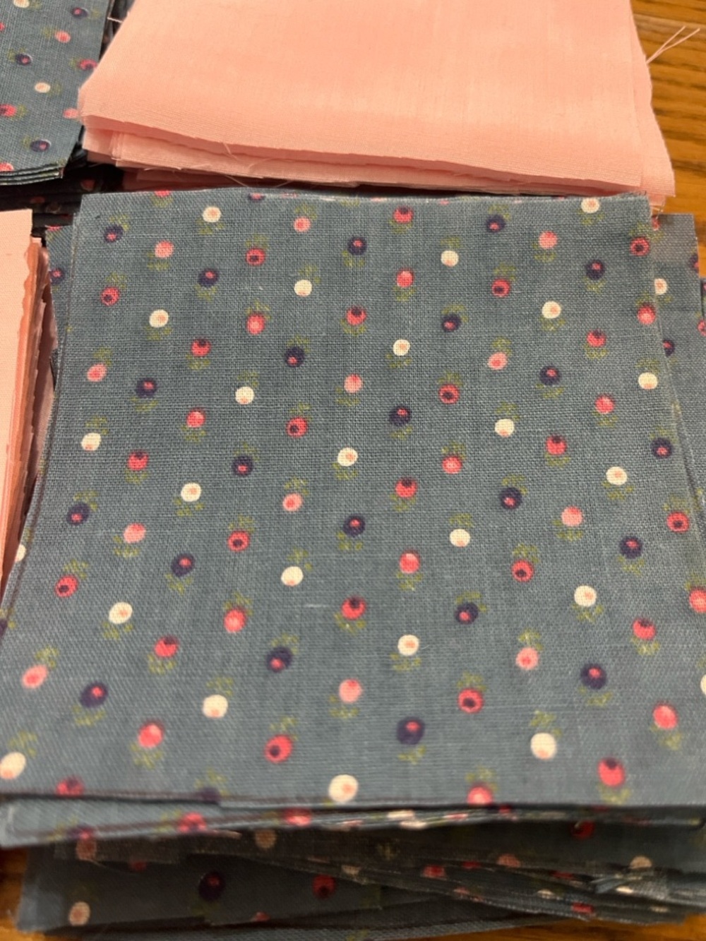 Cottagecore vintage print cotton Pink and blue Quilting Fabric Squares - Picture 2 of 4